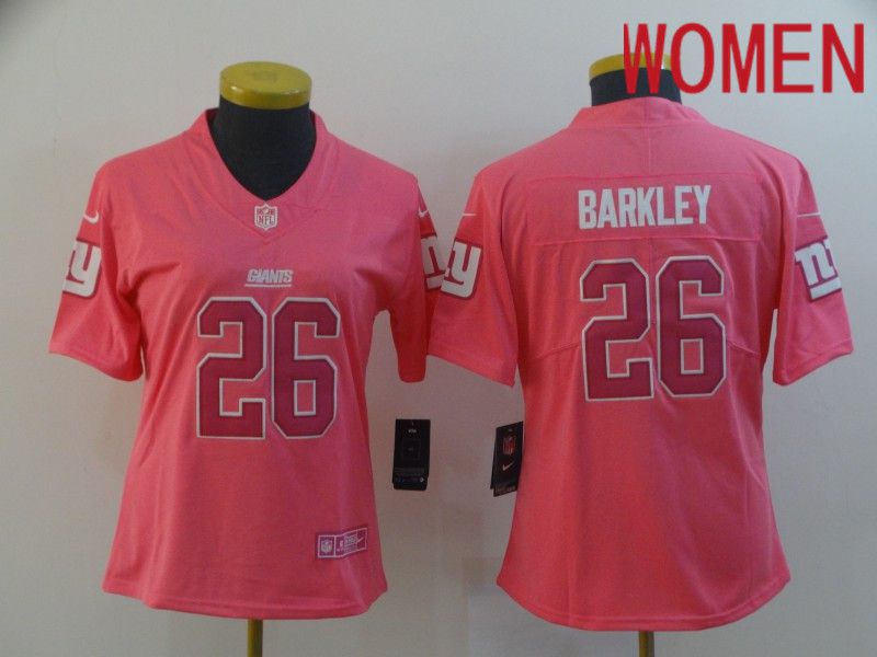 Women New York Giants #26 Barkley Pink Nike Vapor Untouchable Limited Player NFL Jerseys->women nfl jersey->Women Jersey